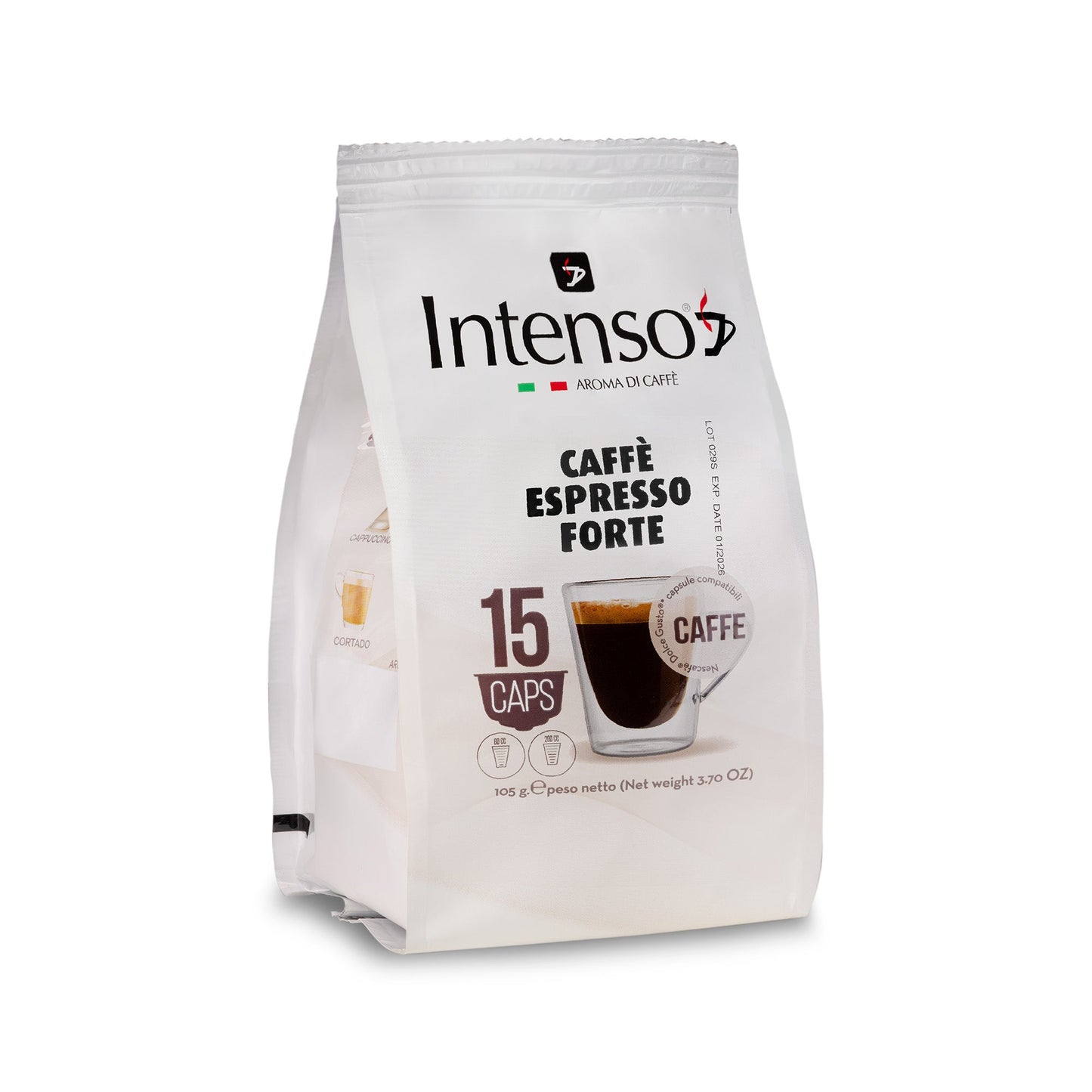 120 capsule caffè Intenso (8 sacchetti da 15 capsule) compatibili Dolce Gusto - Miscela forte