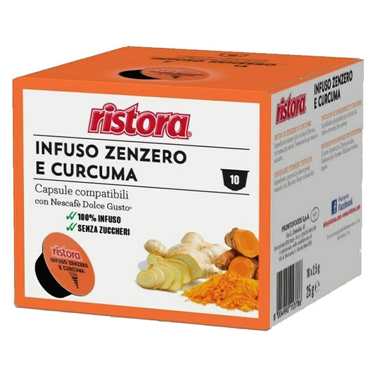 Ristora Infuso Zenzero e Curcuma 10 Capsule Compatibili Nescafè Dolce Gusto