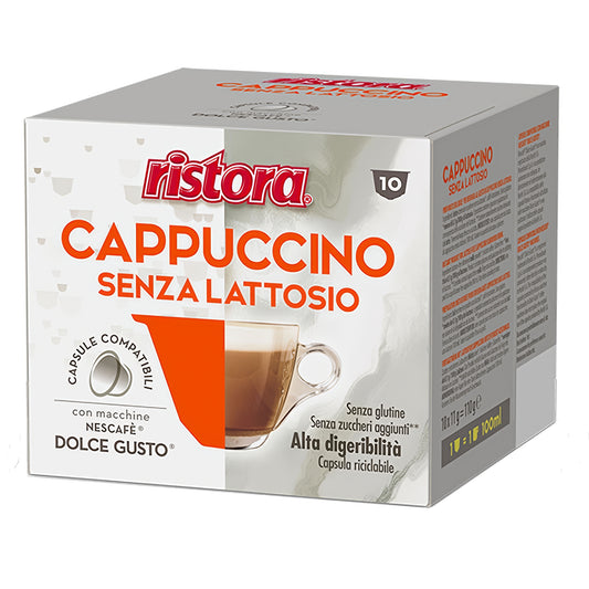 Ristora Cappuccino Senza Zucchero e Senza Lattosio 10 Capsule Compatibili Nescafè Dolce Gusto