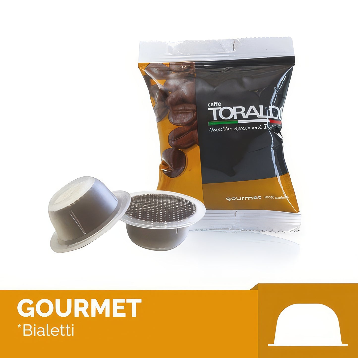 100 Capsule Toraldo Compatibili Bialetti Miscela Gourmet 100% Arabica