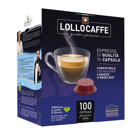 100 Capsule Lollo Caffè Box PassioneMito* compatibile Lavazza a Modo Mio