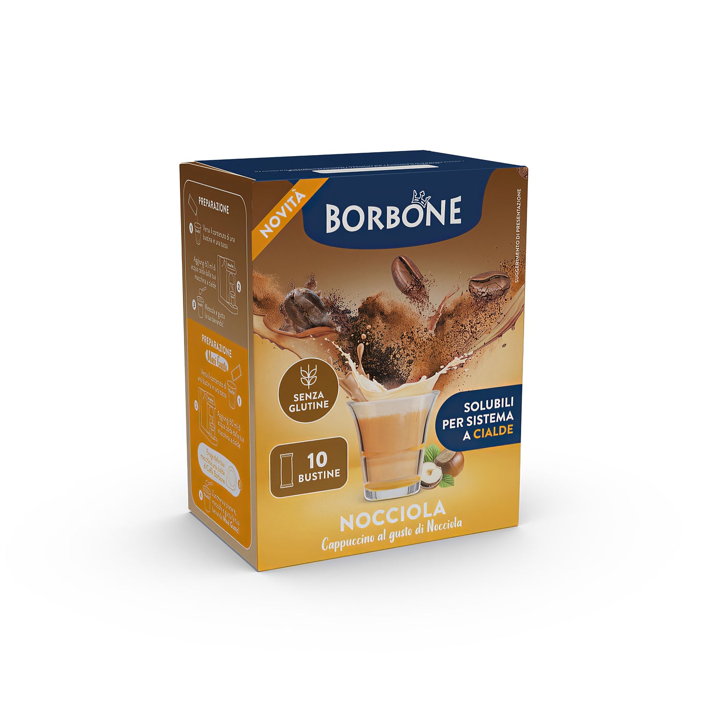 10 Stick Borbone Preparato Solubile Per Bevanda Al Gusto Di Cappuccino E Nocciola