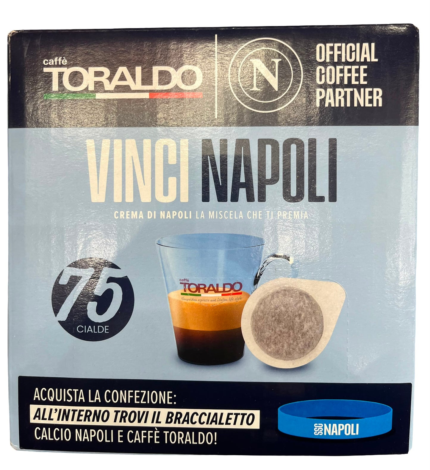Caffè Toraldo Crema di Napoli "Vinci Napoli" – 75 Cialde ESE 44 mm