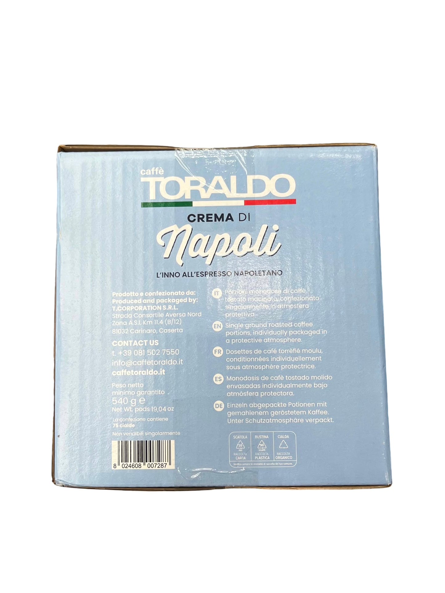 Caffè Toraldo Crema di Napoli "Vinci Napoli" – 75 Cialde ESE 44 mm