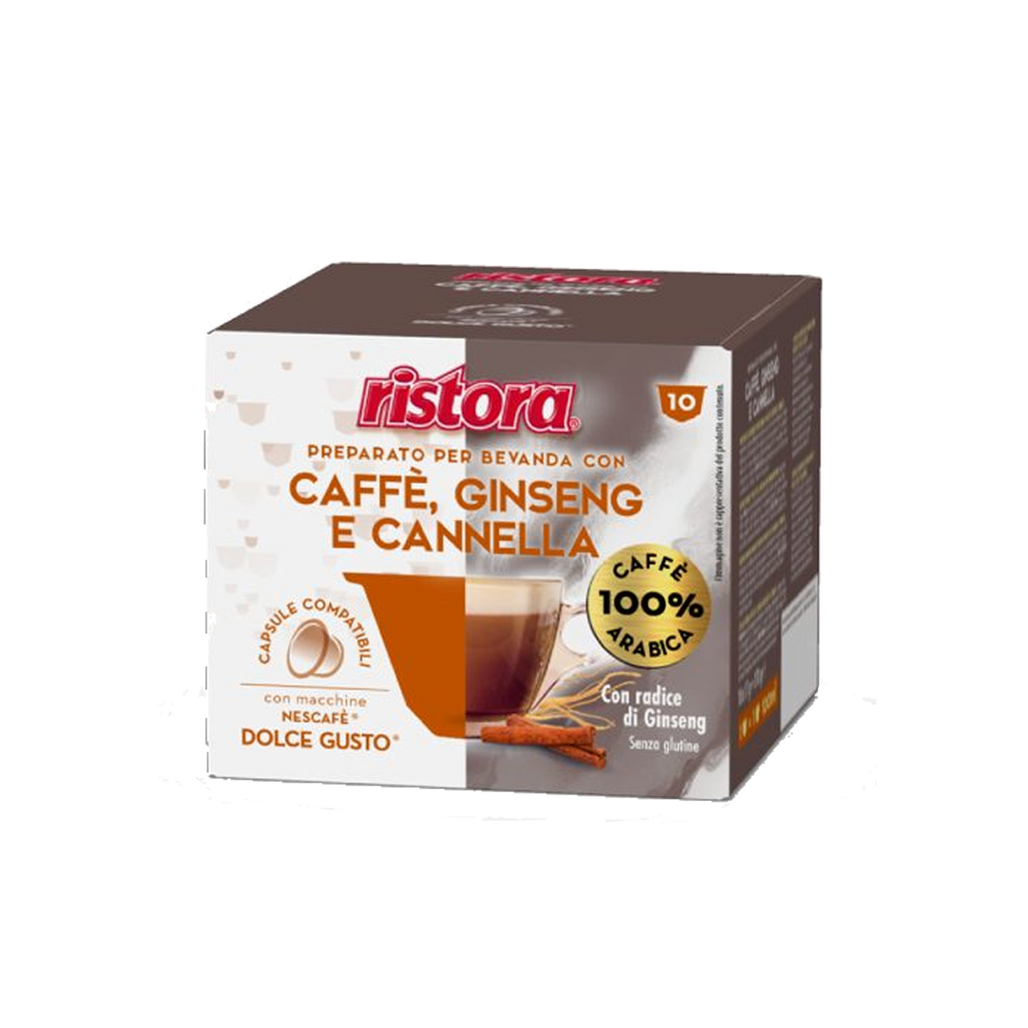 Ristora Caffè Ginseng e Cannella 10 Capsule Compatibili Nescafè Dolce Gusto