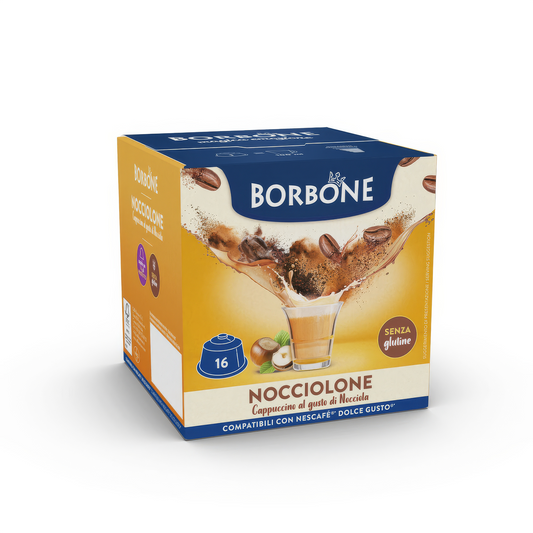 16 Capsule Borbone NOCCIOLONE Per Bevanda Solubile Al Gusto Cappuccino Alla Nocciola